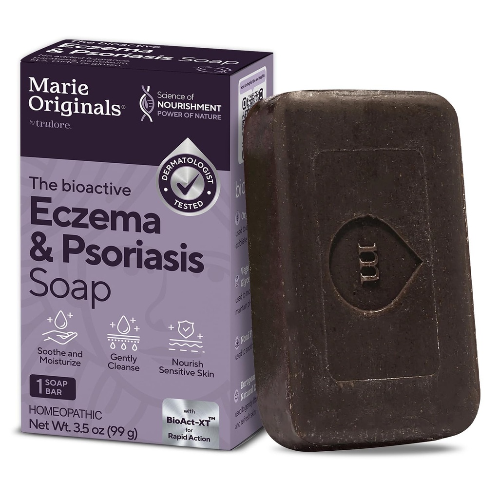 Marie Originals Eczema Face Soap body Wash Bar – All Natural Psoriasis, 干痒发烧皮肤救治的皮肤炎治疗 – Gentle 解毒,疗伤,抗痒,清洁皮肤(包1)