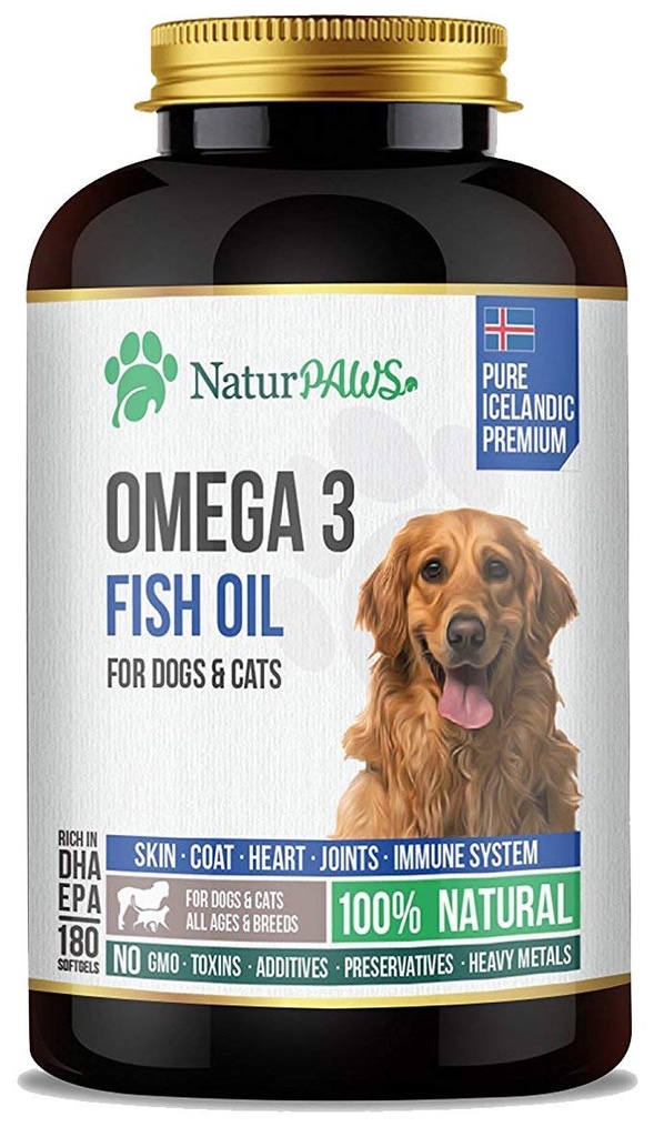 Omega 3 狗和猫的鱼油补充剂 -- -- 1000毫克纯DHA和EPA Omegas -- -- 支持健康大衣和皮肤、心脏、免疫系统、关节和Hip -- -- 180软胶