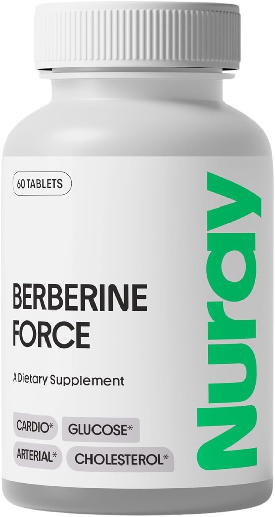 Nuray Berberine Force - 支持认知健康,肠胃健康,心血管健康,以及帮助维持代谢健康 - 与Folate,R-Alpha Lipoic酸 - 60 Counter - 500mg