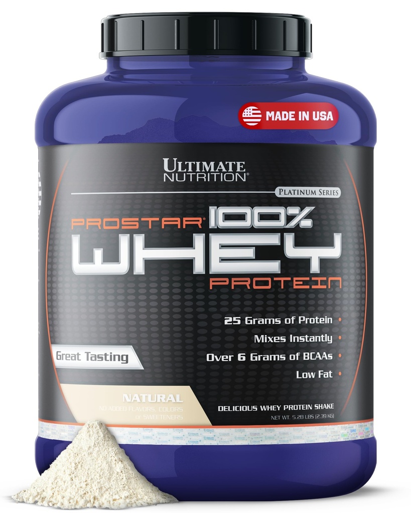 终极营养 Prostar Whei蛋白粉酸盐 天然-低碳酸盐 高蛋白粉酸盐 Shake for Muscle Gain & Recover - 低钠,低脂肪 & Keto 友好 - 5.28 lbs Tub
