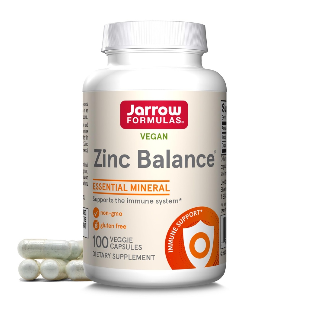 Jarrow 配方 锌平衡 15 mg - 100 services(Veggie Caps) - 与铜结合的锌 - 用于免疫系统支持的基本矿物 - 免疫支持补充 - Gluten免费铜补充剂,Vegan