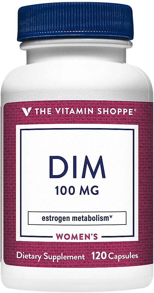 维生素店 DIM 100MG 配有 Bioperine Black Pepper 提取器,支持雌激素代谢 妇女健康(120 Capsules)