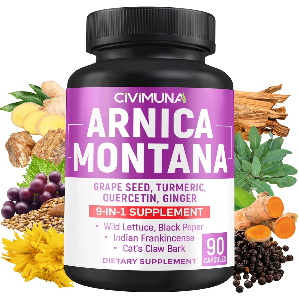 Arnica Capsules配有Arnica、葡萄种子、Turmeric和更多 -- -- 3个月供应90卡普勒