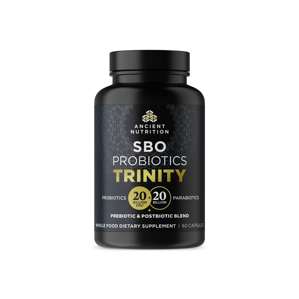 SBO Probiotic Trinity Daily Care, 消化卫生的Probiotics, 40亿混合的预生, Probiotics, 后生, 和Parabiotics 减少偶然的布洛廷, 60 Counter