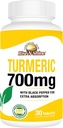 Rise-N-Shine 700 mg of Turmeric Curcumin with Black Pepper - 皮肤和联合支持草药补充剂 - 30天供应