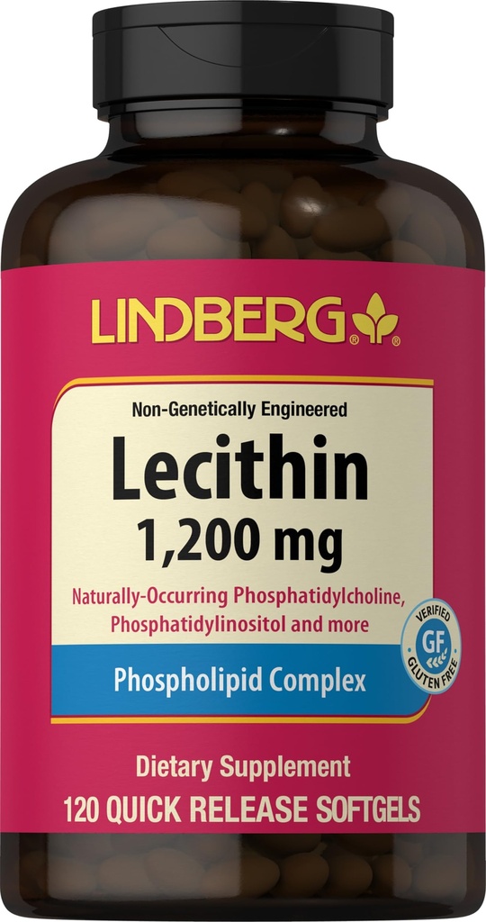 Lindberg Lecithin 1200mg Supplement at Men & Women 120 Softgel Capsules → Phospolipid Complex → 非GMO, Gluten Free (英语:Gluten Free) 互联网档案馆的存檔,存档日期2011-12-02.