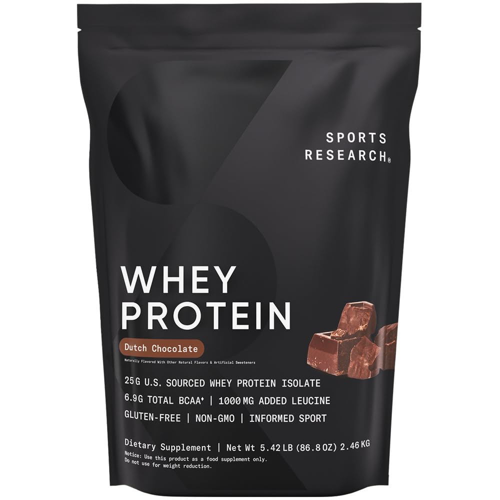 运动研究 Whey蛋白 - 运动营养 Whey 隔膜蛋白粉用于Lean Muscle 建筑和健身恢复 - 5 lb Bag Bulk 蛋白粉 25g / service - 荷兰巧克力, 60 service
