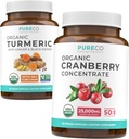 Turmeric & Cranberry 聚焦( 4- Month Supply) 有机Turmeric Curcumin Bundle 与 Black Pepper & Ginger( 120 Caps) 和有机 Cranberry 聚焦 50: 1 提取( 120 Caps)