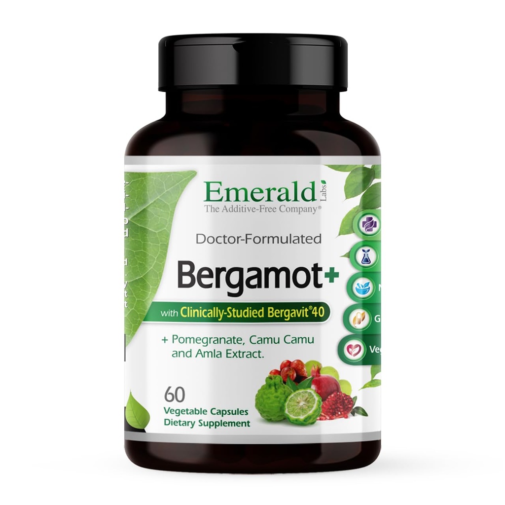 EMERALD LABS Bergamot+ - 与Bergamot,Pomegrant,Amla & Camu Camu - Gluten-Free & Vegan - 60 蔬菜卡普尔(30名服务员)支持代谢和心脏健康