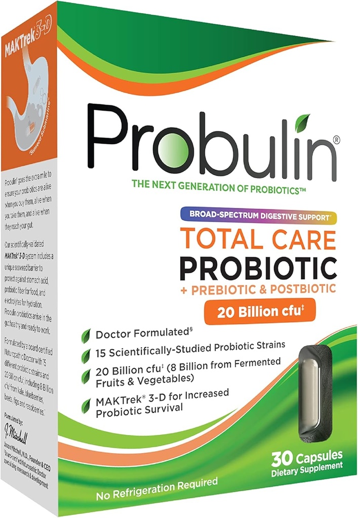 Probulin Total Care Probiotic Supplement, Daily Gut, Digestive, and Immune 健康 Probiotics for Men and Women, 20亿CFU, Vegan, 30 Counter Box 互联网档案馆的存檔,存档日期2013-03-02.