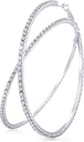 大莱茵斯通 Hoop Earrings 闪耀水晶莱茵斯通 Dangle Big Hoop Earrings for Women Wedding Party Favor, 80毫米