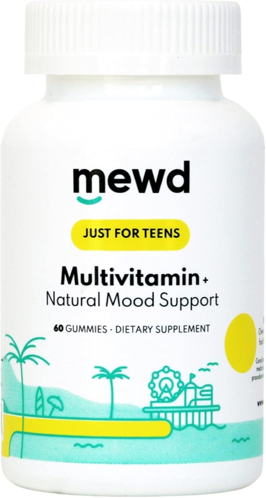 MEWD 少年/儿童日报 多维塔明 Gummy 配有天然强化木质素,Vegan,Immune System 助推器,儿童维他命配有铁,Zinc,Gluten Free-Focus Vitamin for Kids-Brain Health-Made在美国