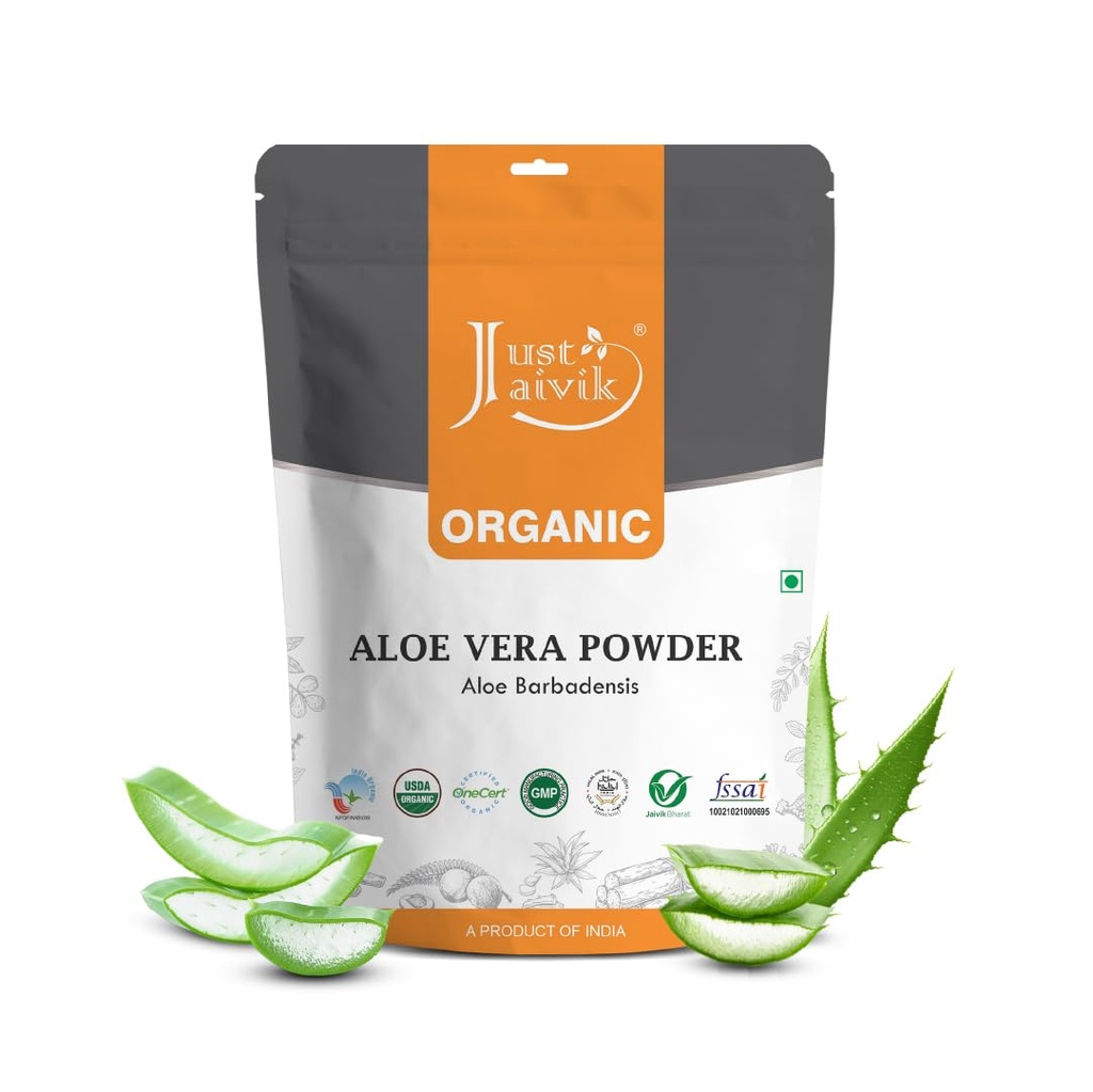 只有Jaivik 100%有机阿罗埃韦拉粉 - 227g/0.5 LB USDA 有机认证(Aloe Barbadensis)