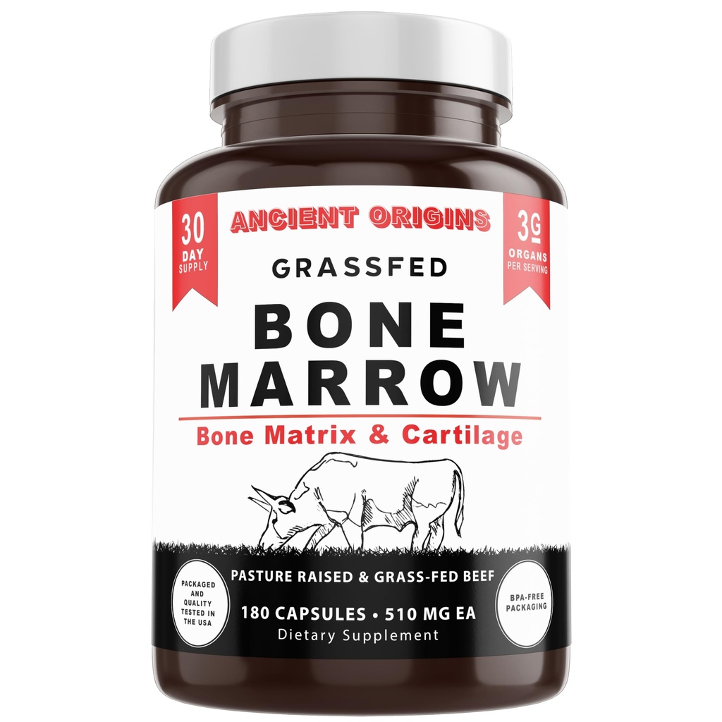 Grass Fed Bone Marow 补编,3060mg,皮肤,口腔健康,和联合支助补编,促进全Body Wellness,非转基因生物全骨提取,180 Capsules