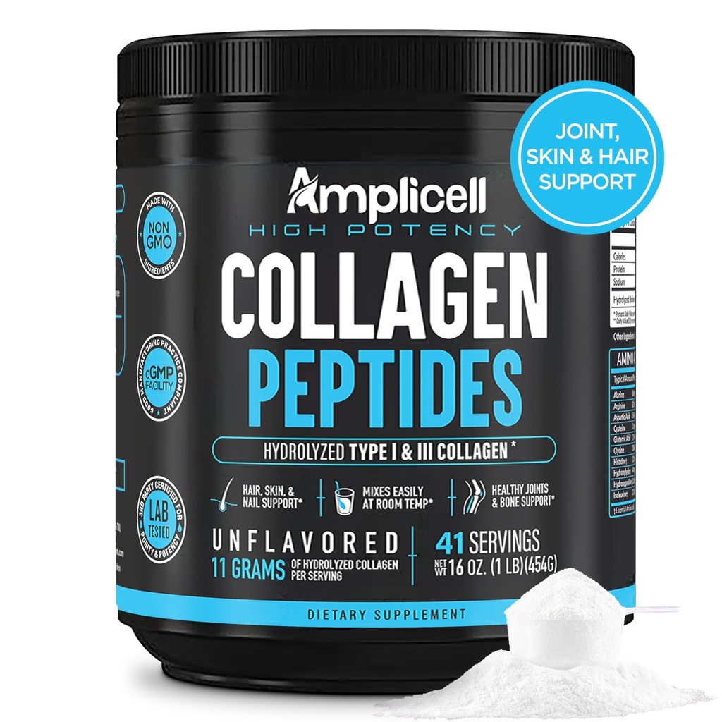 多Collagen Peptides Powder – 水解蛋白补充剂,配有1型和3型 – 草药,无味,Keto & Paleo Friendly – 头发,皮肤,钉子,女性和男性联赛41次服务
