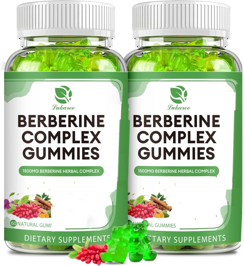 Berberine Complex Gummys - Berberine 与锡兰桂,图尔美,牛奶 硝酸盐 Melon 用于整体免疫健康 - 120个计数