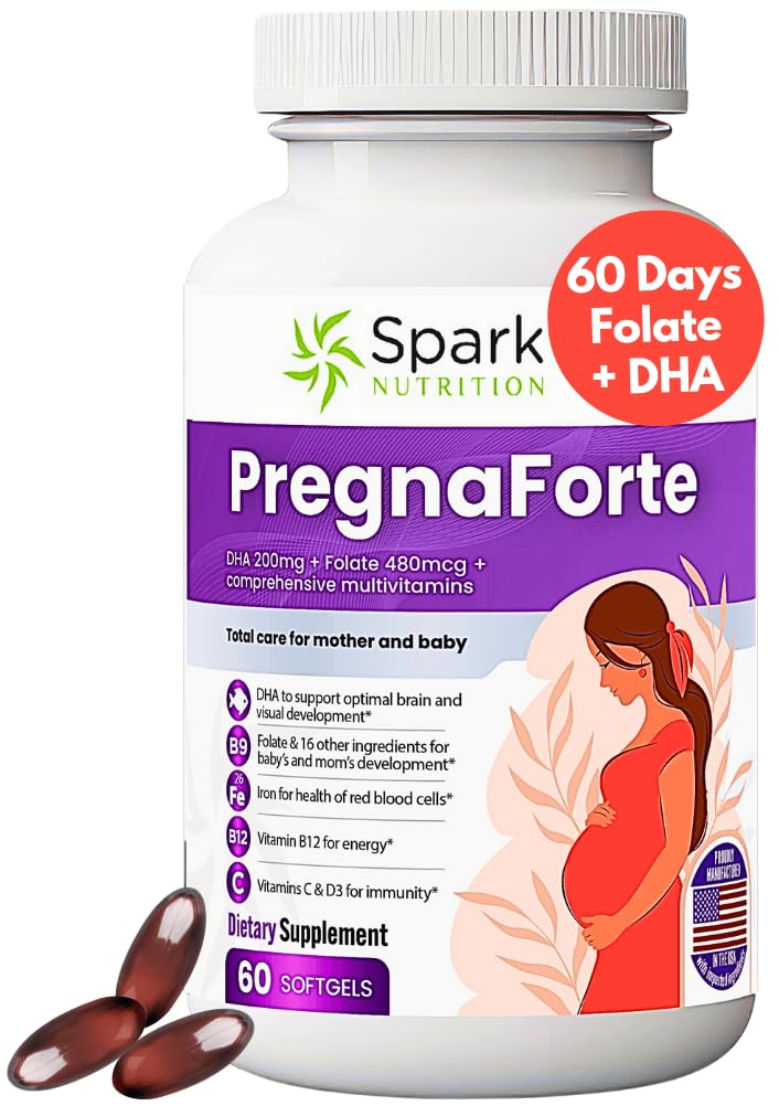 妇女产前每日1份维生素 2个月:叶酸、鱼油Omega 3 DHA/EPA、维生素D3、B6、Vitmain B12、C、E、钙、铁、镁、锌补充FSA HSA 多种维生素