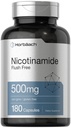 Horbäach Nicotinamide 500 mg 180 Capsules 弗卢什免费饮食补充 + Non-GMO 和 Gluten 免费维生素