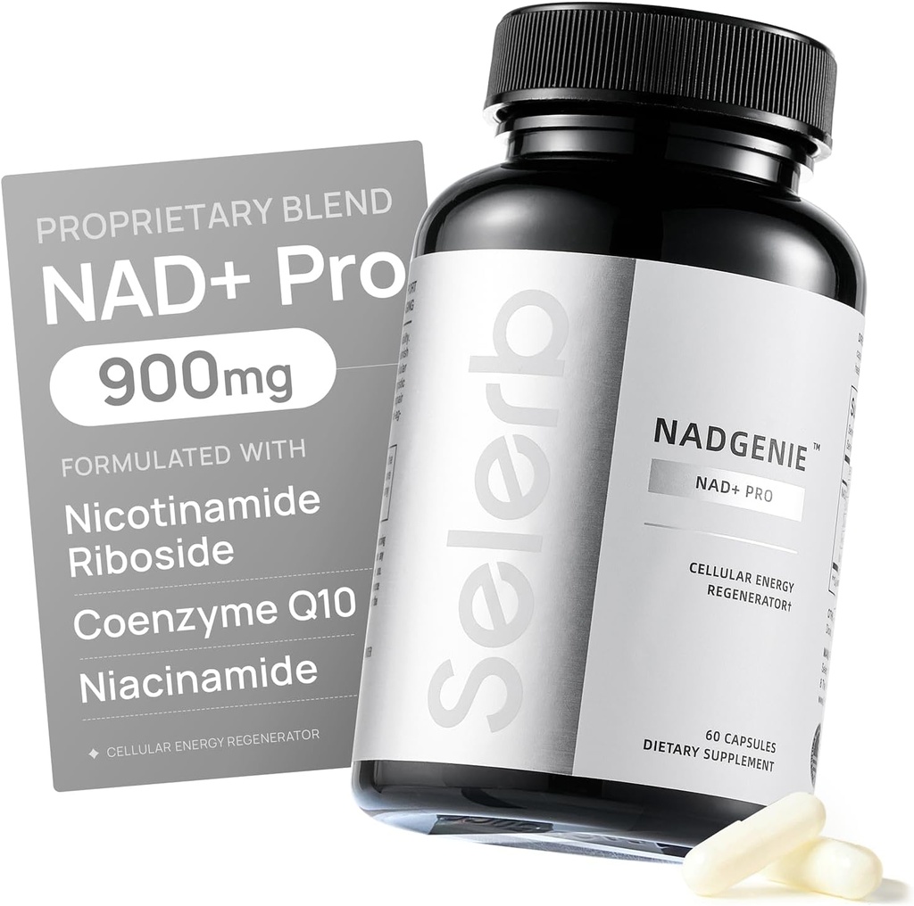 Selerb NR900 - NAD+ 皮肤衰老支持,细胞能量支持和焦点,高概率 - 60个计数 - 健康补充