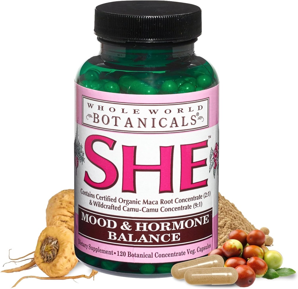 全世界植物学 She Mood & Hormone 支持,120 Veg Caps