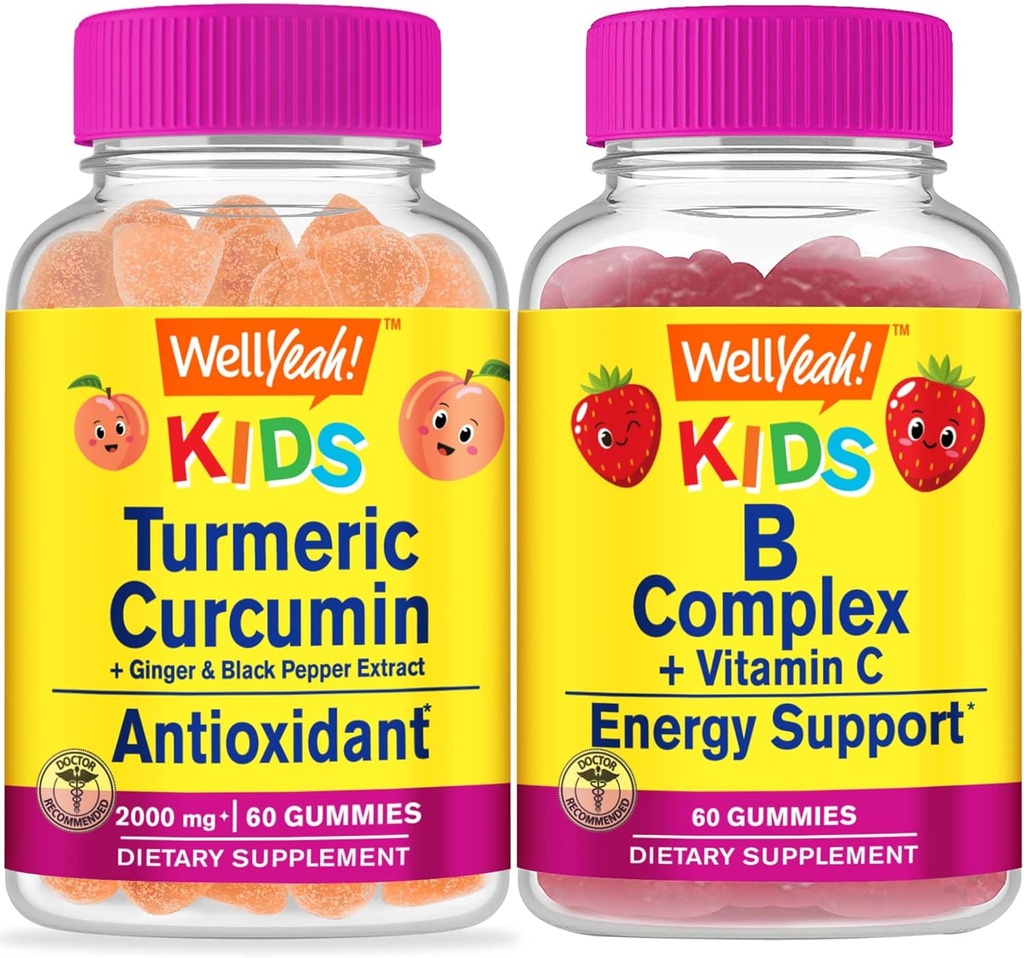 (原始内容存档于2018-09-26). Wellyeah Turmeric Curcumin Kids + B Complex Kids, Gummys Bundle - Great Tasting, Vitamin Supplement, Gluten Free, GMO Free, Chewoable Gummy (英语).
