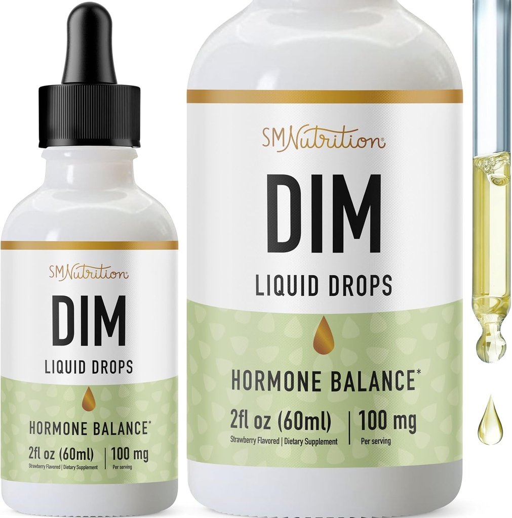 DIM 液滴补充100毫克,用于男女雌激素平衡 | 荷尔蒙平衡,女性更年期补充,PMS支持和抗氧化剂支持 | Vegan,非GMO,第三方测试