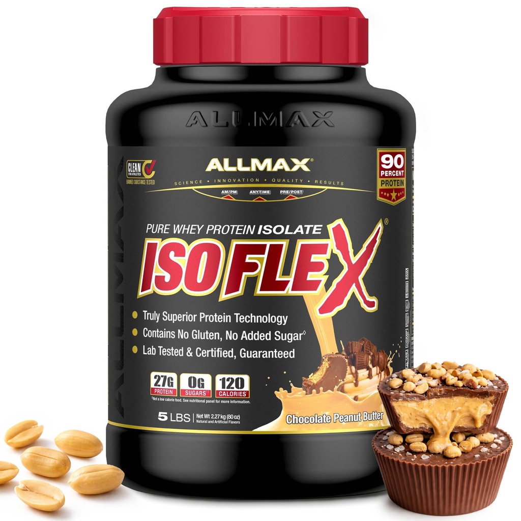 ALLMAX 营养 -- -- ISOFLEX Whey蛋白粉,Whey蛋白单质,27g蛋白,巧克力花生酱,5英镑