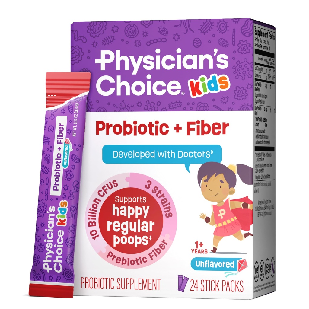 物理学家的选择 儿童 Probiotic + Prebiotic Fiber Packets (Ages 1+) - 支持规律性,偶尔的便秘与健康消化系统 - 无过敏性或防腐剂 - 不受欢迎 - 24 pack