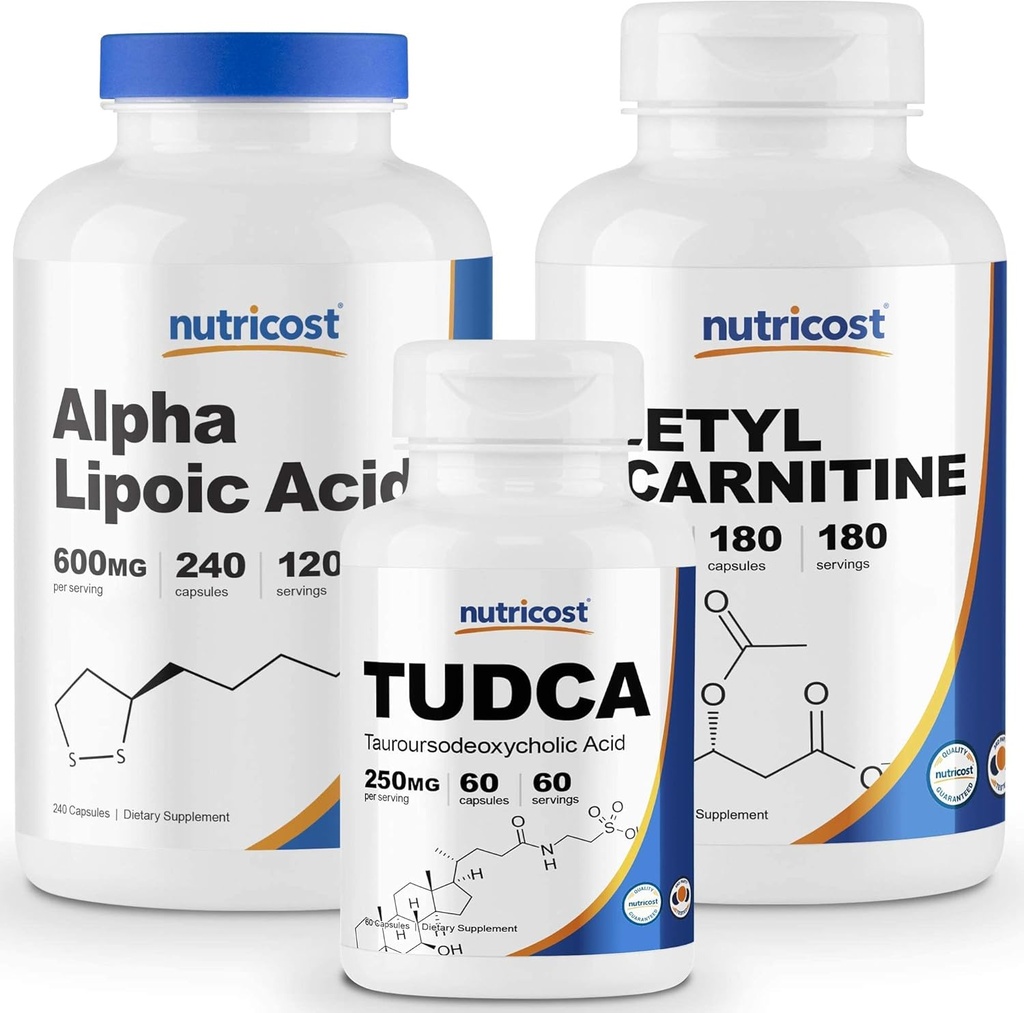 营养成本 Alpha Lipoic Acid 600mg, 240 Caps & Tudca 250mg, 60 Caps & Acetyl L-Carnitine 500mg, 180 Caps