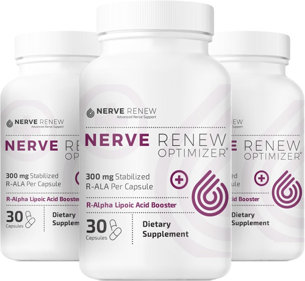 NERVE RENEW 优化剂,3 Pack (90 Capsules) - 300 mg 稳定 R-Alpha Lipoic Acid / Capsule 用于自然神经障碍支持 - 快速吸收 - 安全和所有自然