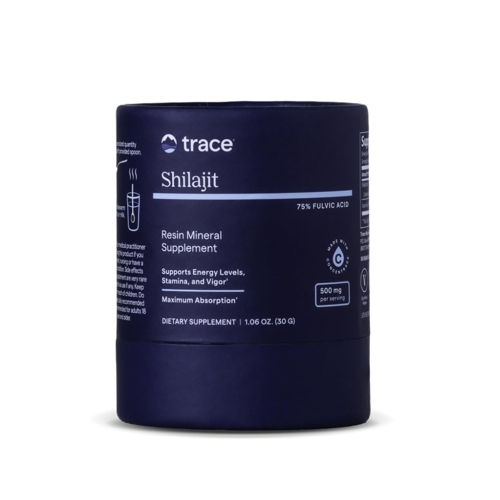 Trace Minerals Shilajit Resin 500mg - 脑和消化健康膳食补充剂 - 协助免疫健康和日用能源的矿物补充剂 - 富尔维奇酸公式 - 30g(约60种服务)