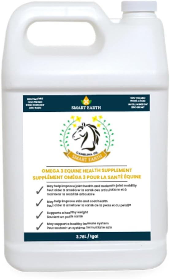 百度纯卡美林纳石油换马 — Omega 3 & Vitamin E 富足补充 Coat, Hooves, Arthritis, Joes, Weight Gain & Ulcers — False Flaxseed Oil in Canada by Smart Earth, 1gal.
