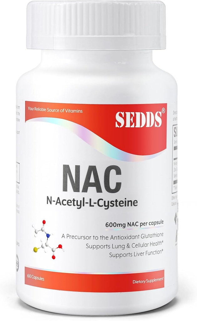 N-Acetyl Cysteine (NAC) 600mg, 60 Veg Capsules - 非GMO, Gluten Free 的补编