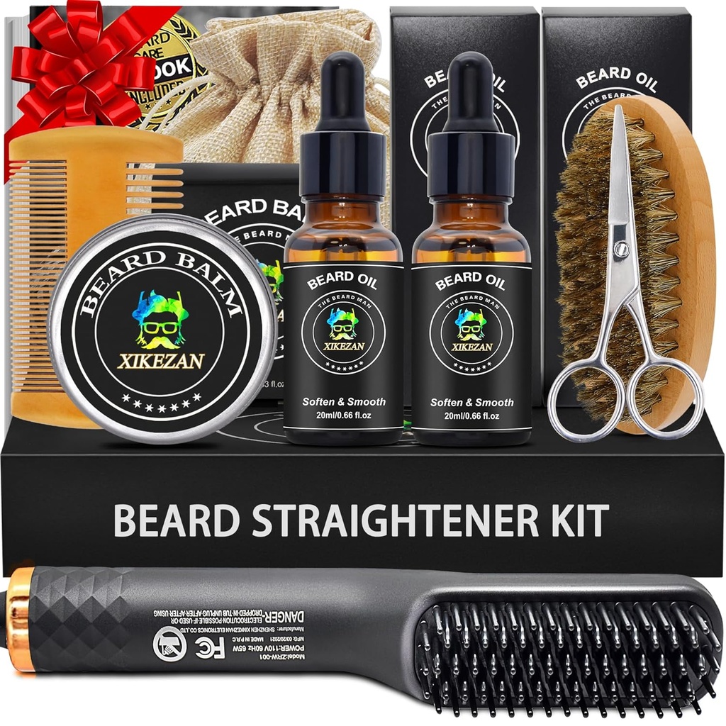 XIKEZAN 男子长袍套装和直立套装,w/Beard 直立套装,2 Pack Oil, Balm, Comb, Scissor, Brush, Birthday Valentines Gifts for Him Dad Men Boyfriend Stocking Stuffers