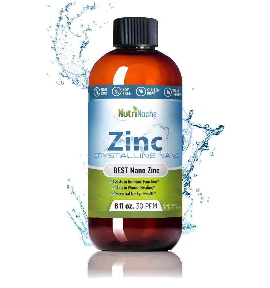 由Nutrinoche制成的液体锌补充剂:有机液体滴-Ionic锌和皮氏剂替代品-99.99% 超纯晶体纳米粒子-成人和儿童-(8 oz)