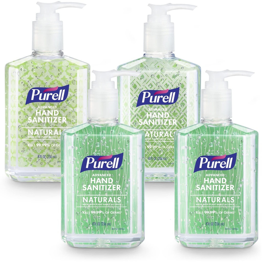 PURELL 带有植物酒精的高级手提卫生剂, Citrus Scent, 8 f oz 泵瓶(包4) - 9626-06-ECDECO