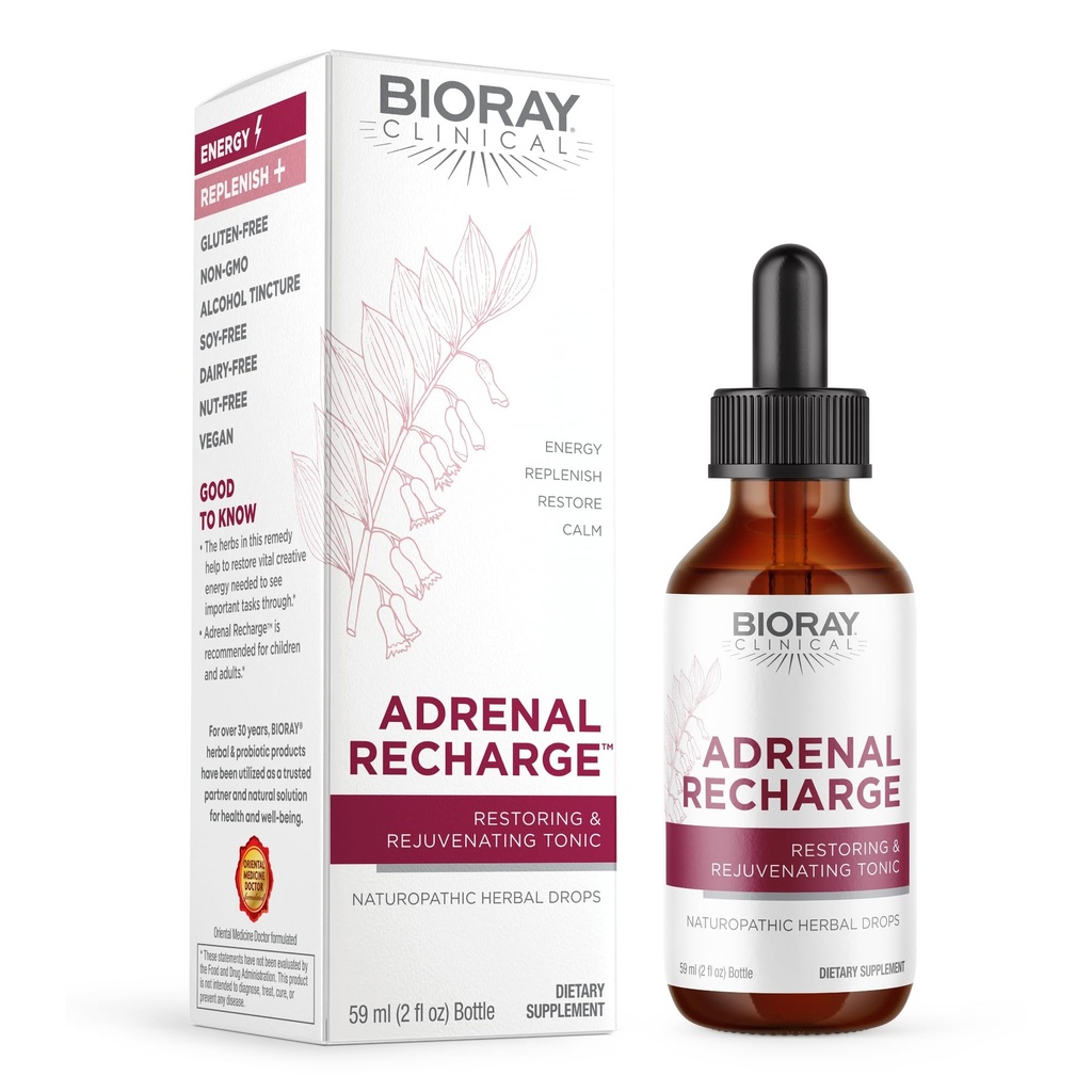 BIORAY 临床肾上腺补液 - 2 fl oz - 恢复和振兴 酒精叮当 - 非GMO, Vegan, Gluten Free