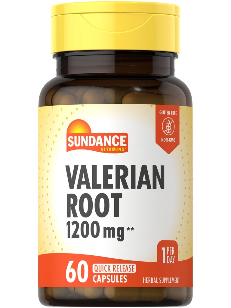 Sundance Valerian Root 补充 QQ 1,200mg QQ 60 快速发布 Capsules QN-GMO 和 Gluten 自由公式