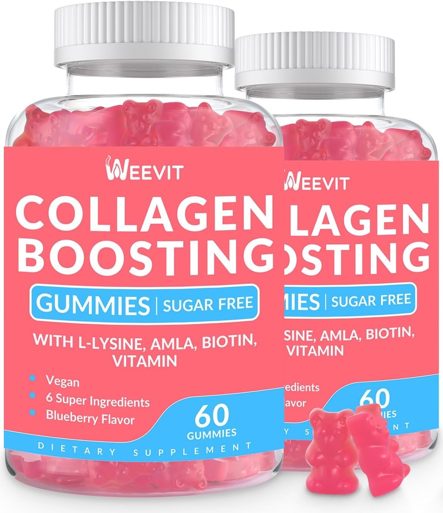 Collagen Boosting Gummys, Vegan Collagen Gummys for Women with L-Lysine, Amla, Biotin, Vitamin C, A, E, Collagen Boster Gummys 毛皮钉的补品