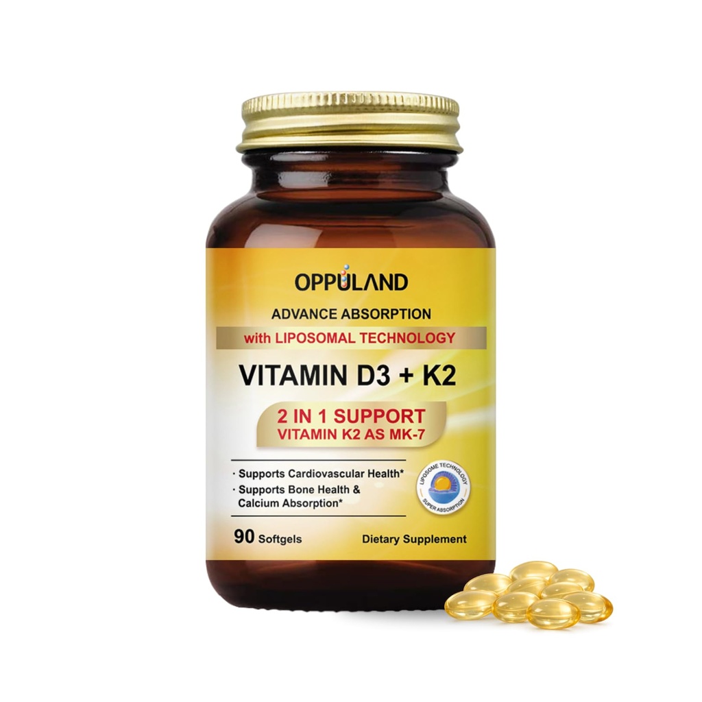 维生素D3 + K25,000 IU - 强化吸收的利波索马尔技术 - MK-7 维生素K2 100mcg - 支持骨和钙代谢 - D3K2 男女辅助剂 - 90 Softgels