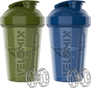 VELOMIX -2 Pack - 20 oz 蛋白质摇摆瓶 蛋白质搅拌机 - 2x 线 威斯克 → Leak Proof 摇摆机杯 蛋白质摇摆机杯和预选 → 蛋白质摇摆机瓶 Pack (绿色/蓝色)