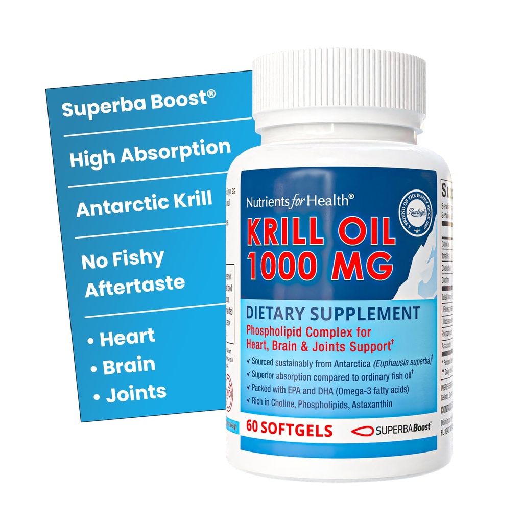 Rawleigh Premium Red Krill Oil: 60 非GMO软胶,每天1000毫克的Euphasia Superba Oil,富含Choline,磷脂,Astaxanthin, EPA & DHA Omega-3脂肪酸,用于心脏,关节,脑健康