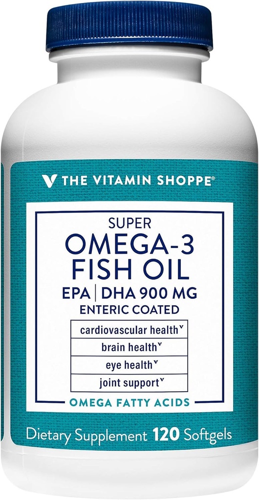 维生素商店 Omega 3 鱼油 1290mg, EPA 735mg & DHA 165mg, 纯度保证,分子蒸馏以支持心血管, 关节和脑部健康(120软胶)