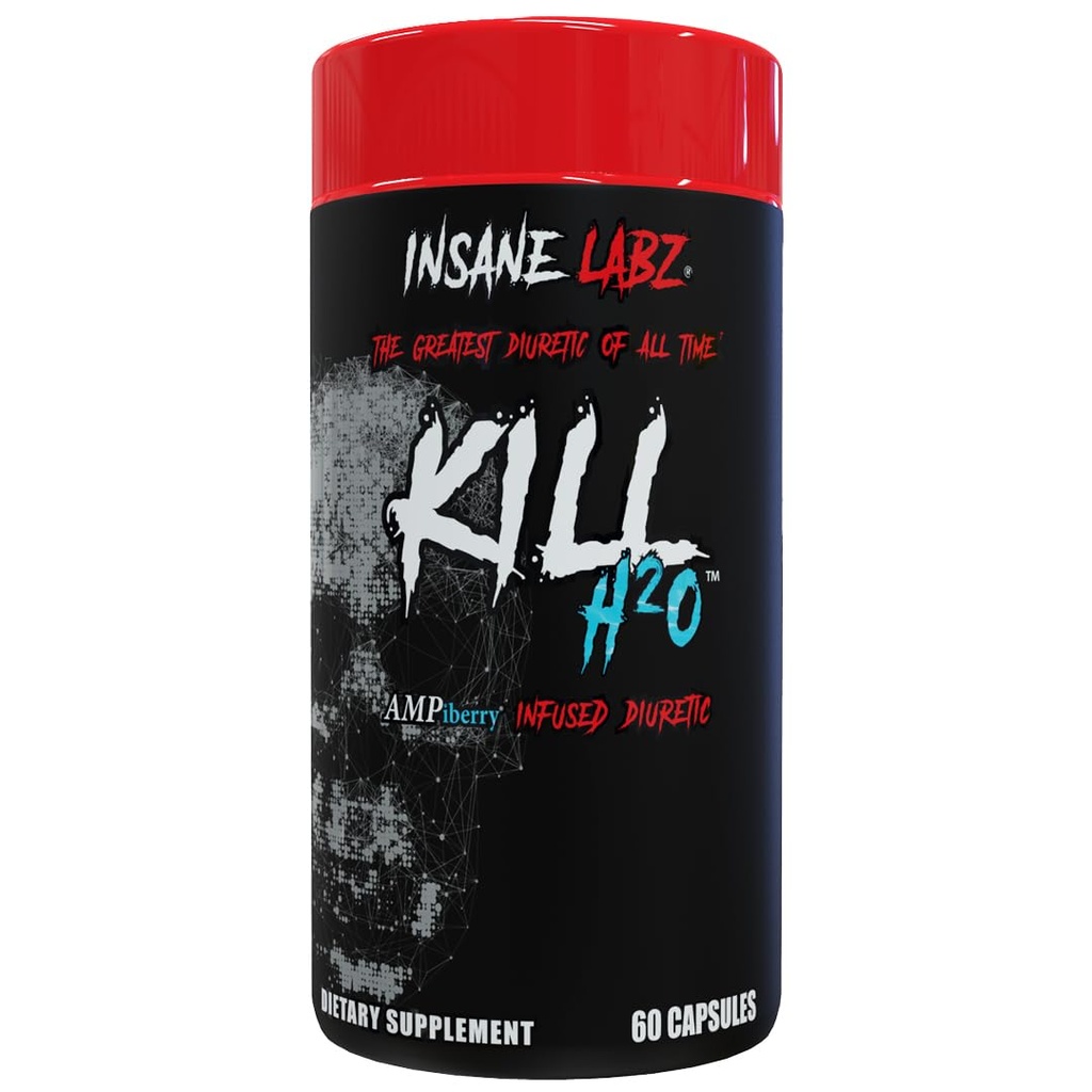 Insane Labz Kill H2O、AMPiberry 浸润的尿液、减少保留水量和用丹德利翁根和绿茶抽取的布局救济,20种
