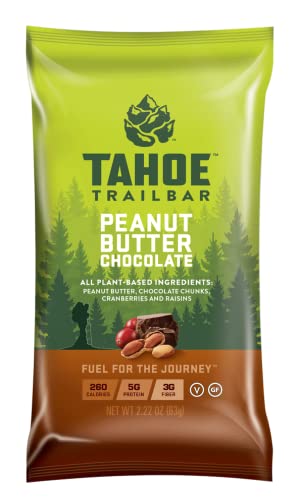 Tahoe Trail Bar,植物天然能源酒吧(2.22 Ounce 蛋白质酒吧,12个伯爵) 高蛋白非GMO,Gluten-Free,Vegen 健康小吃 - 花生酱巧克力