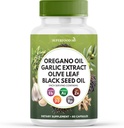 超级食品 MD Oregano Oil Garlic 橄榄叶提取 黑种子 油 Astragalus 供男女使用 60 计数