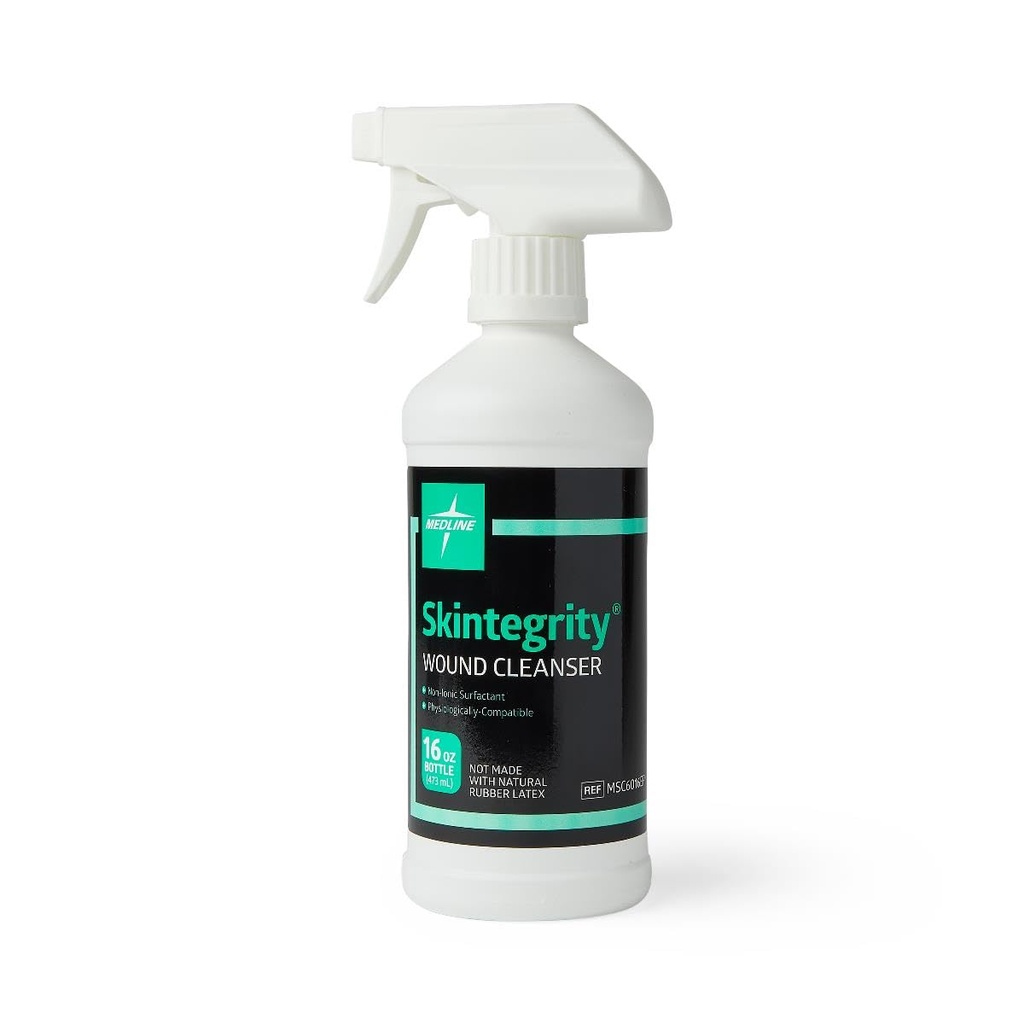 Medline Skintegrity Whound Cleanser(包1),16盎司喷雾瓶,用于清洗伤口,脱皮,去除蛋白质,压伤,感染的伤口,喷雾可以从雾中调整为流水.