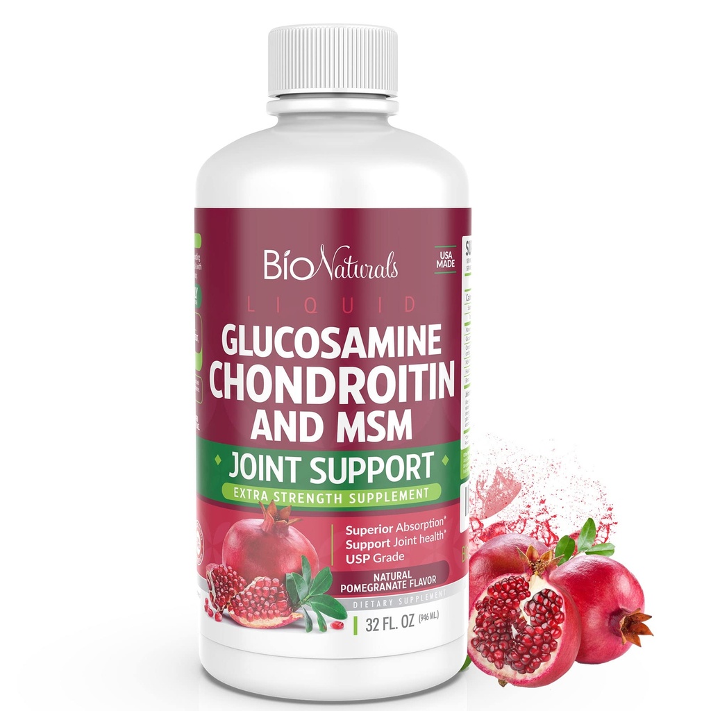 液态Glucosamine Chondroitin MSM 药物级补充剂,含Hyaluronic酸-最大强度联合支持-32 fl oz