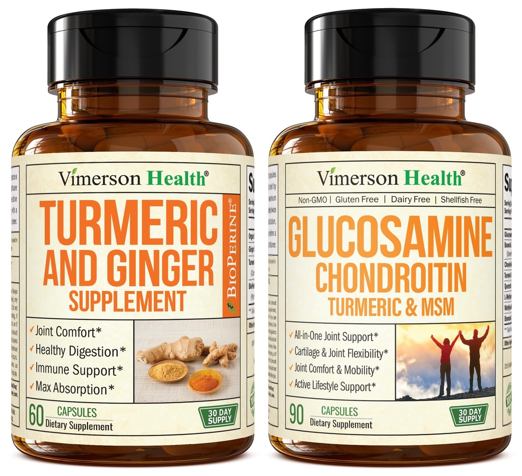 Turmeric 补编和 Ginger Root 联合支持补编 & Glucosamine Chondroitin MSM 和 Turmeric 补编
