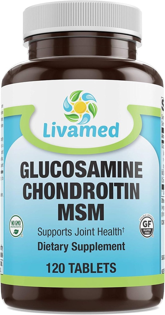 Glucosamine Chondroitin MSM 完整综合体——膝盖、背部、HIPS和炎症的联合支助补充——疼痛、疼痛、疼痛和炎症的流动保健补充——120块
